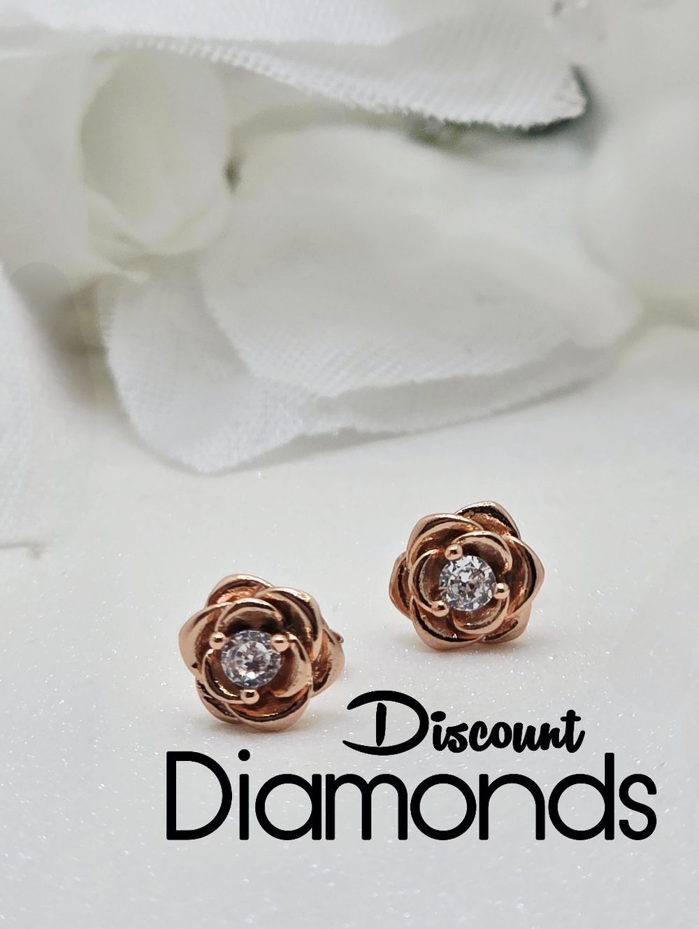 18k Rose Gold Over Silver 1/3 Ct. Sapphire 8.8mm Flower Stud Earrings